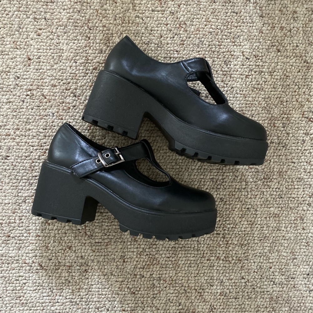 Black mary jane style platform heels